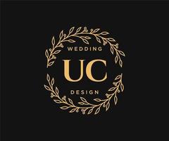 colección de logotipos de monograma de boda con letras iniciales de uc, plantillas florales y minimalistas modernas dibujadas a mano para tarjetas de invitación, guardar la fecha, identidad elegante para restaurante, boutique, café en vector