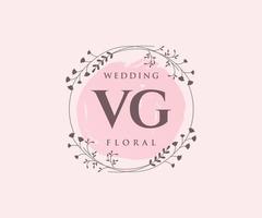 plantilla de logotipos de monograma de boda con letras iniciales vg, plantillas florales y minimalistas modernas dibujadas a mano para tarjetas de invitación, guardar la fecha, identidad elegante. vector