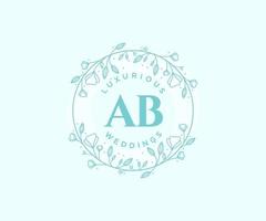 AB Initials letter Wedding monogram logos template, hand drawn modern minimalistic and floral templates for Invitation cards, Save the Date, elegant identity. vector