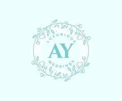 AY Initials letter Wedding monogram logos template, hand drawn modern minimalistic and floral templates for Invitation cards, Save the Date, elegant identity. vector