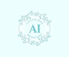 AI letter Wedding monogram logos template, hand drawn modern minimalistic and floral templates for Invitation cards, Save the Date, elegant identity. vector