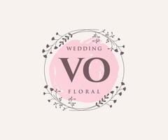 VO Initials letter Wedding monogram logos template, hand drawn modern minimalistic and floral templates for Invitation cards, Save the Date, elegant identity. vector