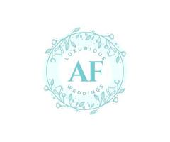 AF Initials letter Wedding monogram logos template, hand drawn modern minimalistic and floral templates for Invitation cards, Save the Date, elegant identity. vector