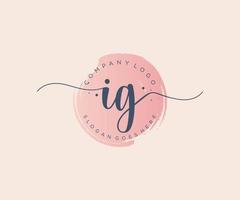 Initial IG feminine logo. Usable for Nature, Salon, Spa, Cosmetic and Beauty Logos. Flat Vector Logo Design Template Element.