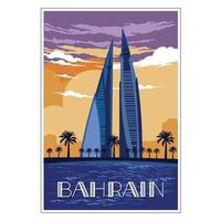 Bahrain World Trade Center Travel Vintage Poster design, perfect for t shirt design and all type merchandise