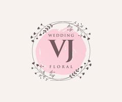 VJ Initials letter Wedding monogram logos template, hand drawn modern minimalistic and floral templates for Invitation cards, Save the Date, elegant identity. vector