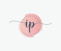 Initial IP feminine logo. Usable for Nature, Salon, Spa, Cosmetic and Beauty Logos. Flat Vector Logo Design Template Element.