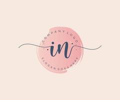 Initial IN feminine logo. Usable for Nature, Salon, Spa, Cosmetic and Beauty Logos. Flat Vector Logo Design Template Element.