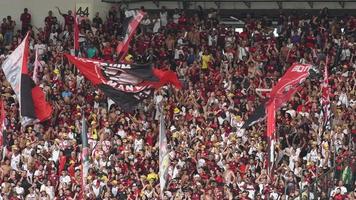 Rio, Brazil, november 12, 2022, flamengo fans singing inside the maracana stadium video