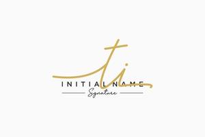 Initial TI signature logo template vector. Hand drawn Calligraphy lettering Vector illustration.