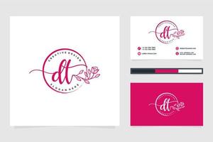 Initial DT Feminine logo collections and business card templat Premium Vector