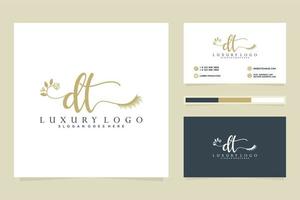 Initial DT Feminine logo collections and business card templat Premium Vector