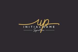 Initial UP signature logo template vector. Hand drawn Calligraphy lettering Vector illustration.