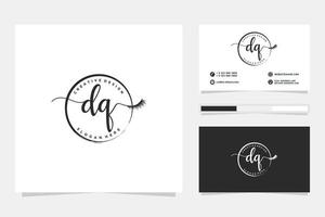 colecciones iniciales de logotipos femeninos dq y vector premium de plantilla de tarjeta de visita