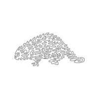 Continuous one curve line drawing of funny beaver abstract art. Single line editable stroke vector illustration of frisky beaver for logo, wall decor, poster print decoration