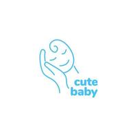 mother touch hand heart baby parenting minimal logo design vector icon illustration template