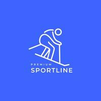 ice skiing sport snow season lines minimal modern logo design vector icon illustration template