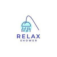 relax shower bath cleaning body tiring routine work abstract lines logo design vector icon illustration template