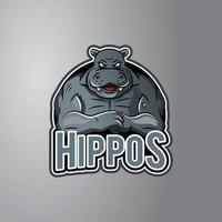 Hippo Illustration Design Badge vector