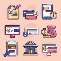colección de conjunto de iconos de aplicaciones bancarias vector