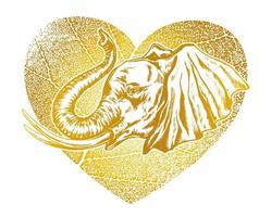 Elephant head. Golden silhouette of an elephant's head in profile. vector