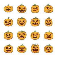 Pack of Horror Pumpkin Flat Vectors