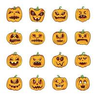 Collection of Halloween Pumpkin Flat Vectors