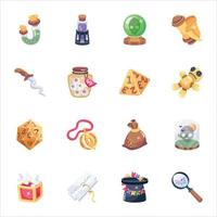 Collection of Magic Tools 2D Icons vector