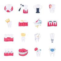 paquete de iconos 2d de tratamiento dental vector
