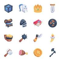 Bundle of Battle Rewards 2D Style Icons vector