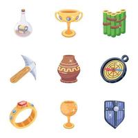 elementos del tesoro medieval iconos 2d vector