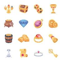 Trendy Collection of Treasure 2D Icons vector