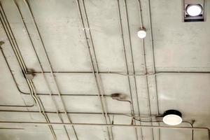 Design and Structure of pipe electric wire in buildings ceiling. photo