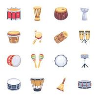 Pack of Drums Flat Icons vector