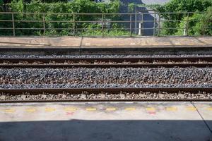 Thailand Railway ground in the open sky day at Lat Krabang Station, Bangkok Thailand. photo