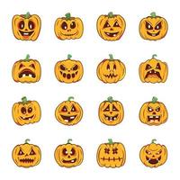 Set of Scary Pumpkin Flat Vectors