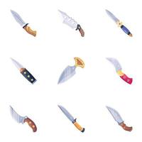 Set of Sharp Knives Flat Vectors