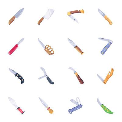 Pack of Knives Flat Vectors