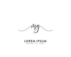 Initial MG Feminine logo beauty monogram and elegant logo design, handwriting logo of initial signature, wedding, fashion, floral and botanical with creative template vector