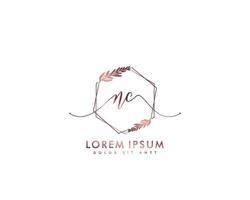 Initial letter NC Feminine logo beauty monogram and elegant logo design, handwriting logo of initial signature, wedding, fashion, floral and botanical with creative template vector