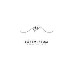 Initial letter NI Feminine logo beauty monogram and elegant logo design, handwriting logo of initial signature, wedding, fashion, floral and botanical with creative template vector