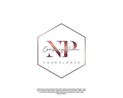 Initial letter NP Feminine logo beauty monogram and elegant logo design, handwriting logo of initial signature, wedding, fashion, floral and botanical with creative template vector