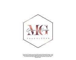 Initial MG Feminine logo beauty monogram and elegant logo design, handwriting logo of initial signature, wedding, fashion, floral and botanical with creative template vector