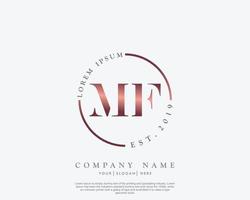 Initial MF Feminine logo beauty monogram and elegant logo design, handwriting logo of initial signature, wedding, fashion, floral and botanical with creative template vector