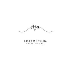 Initial MA Feminine logo beauty monogram and elegant logo design, handwriting logo of initial signature, wedding, fashion, floral and botanical with creative template vector