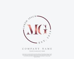 Initial MG Feminine logo beauty monogram and elegant logo design, handwriting logo of initial signature, wedding, fashion, floral and botanical with creative template vector