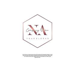 Initial letter NA Feminine logo beauty monogram and elegant logo design, handwriting logo of initial signature, wedding, fashion, floral and botanical with creative template vector