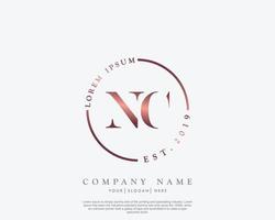 Initial letter NC Feminine logo beauty monogram and elegant logo design, handwriting logo of initial signature, wedding, fashion, floral and botanical with creative template vector