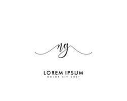 Initial letter NG Feminine logo beauty monogram and elegant logo design, handwriting logo of initial signature, wedding, fashion, floral and botanical with creative template vector