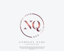 Initial letter NQ Feminine logo beauty monogram and elegant logo design, handwriting logo of initial signature, wedding, fashion, floral and botanical with creative template vector